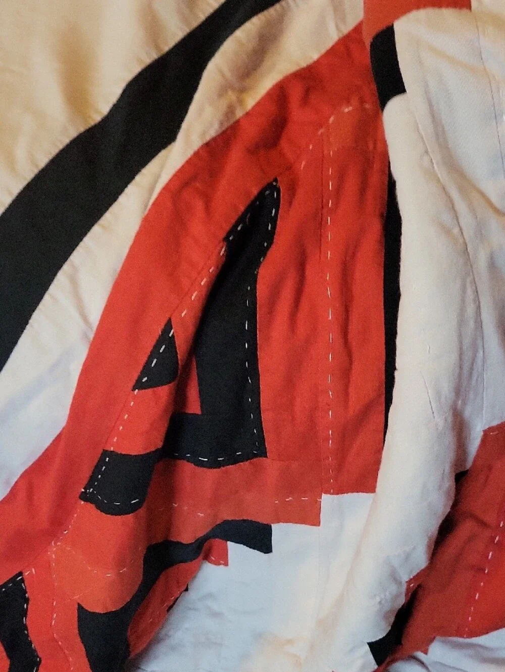 Red and Black Moose Patchwork Quilt With Bears On Reverse Side - Unbranded